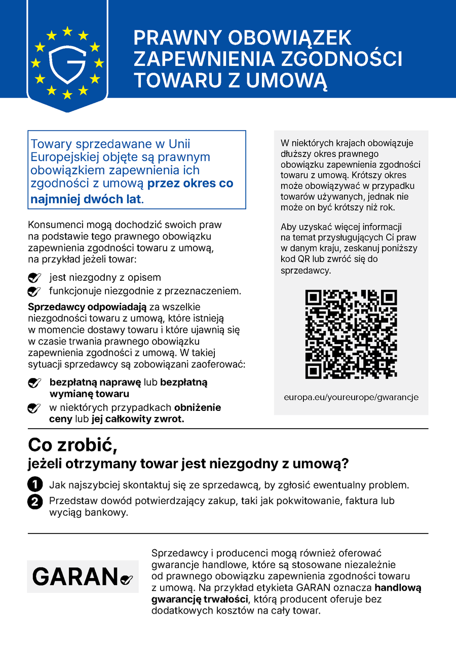 Informacja UE: Twoje prawa z gwarancji prawnej